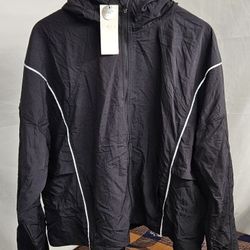 Women's CALIA Hooded Running Jacket, Black & Silver, Size 2XL
