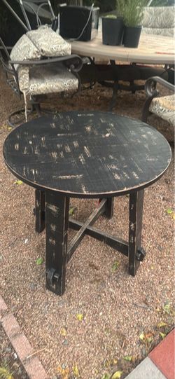 Black Round Wooden Side Table