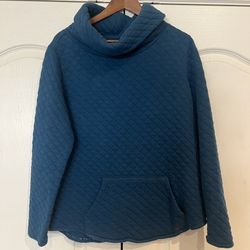 Orvis Quilted Cowl Neck Sweater with Kangaroo Pocket