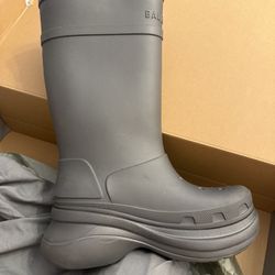 Grey Balenciaga Croc Boots