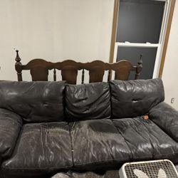 Black Matte Faux Leather Couch 