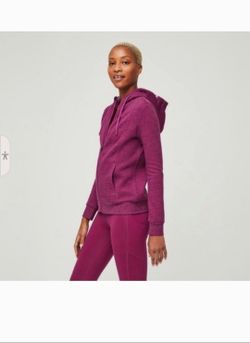 Figs Dark Magenta Essential Zipper Hoodie Size L