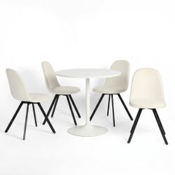 Homy Casa Clift NL 31.5” Round Dining Table Set with 4 Swivel Dining Chairs