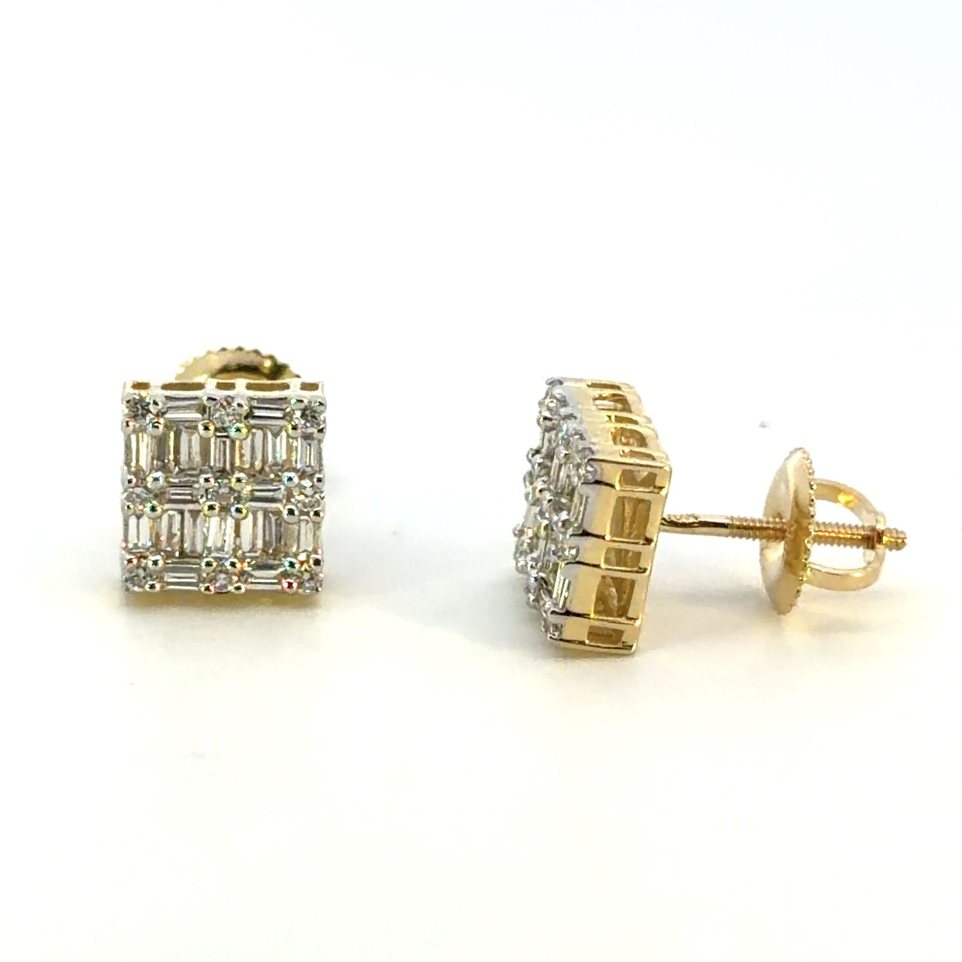 Men’s Woman’s 10k Yellow Gold Lab Grown Diamond Square Cluster Screwback Stud Earrings .50 CTW GP3123230