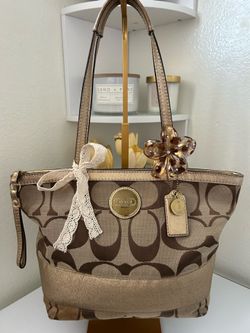 Coach Signature Stripe Zip Tote