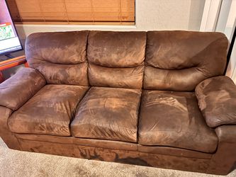 Brown suede couch