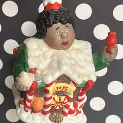Vintage African American Lady Toy House  Christmas Ornament Bell 4” Figure CUTE