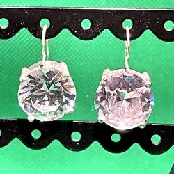 Pair Of Large Pierced CZ Earrings 