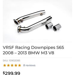 VRSF Catless Test Pipes Downpipes S65 Bmw M3 E90 E90 E93 E9x
