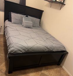 Black Queen Bed Frame with Queen Serta Mattress