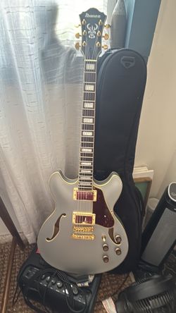 Ibanez guitar and fender amplifier