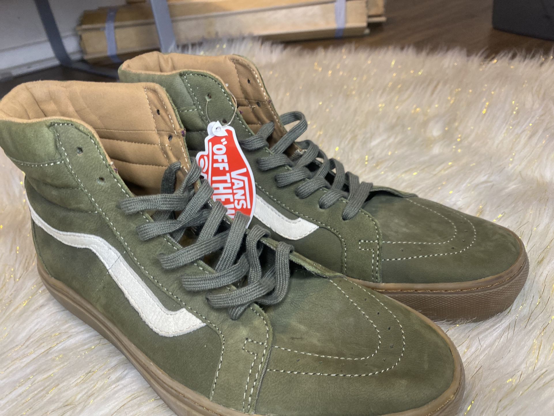 Army green store vans high tops