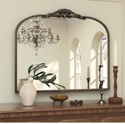 From $140 retail to $80 cash my best Vintage Mirror for Wall, 36" x 30" Bronze Antique Mirrors with Metal Frame, Baroque Style Decoration for Mantle, 