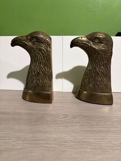 Vintage Solid Brass Eagle Bookends – Made in Korea – Matching Pair