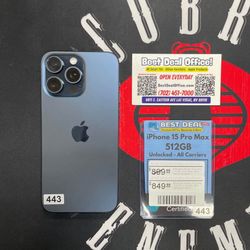 Apple iPhone 15 Pro Max - 512GB - (Unlocked) - Blue Titanium SKU4791