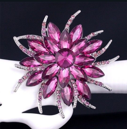 New Charm Purple Flower Crystal Rhinestone Brooch Pin 