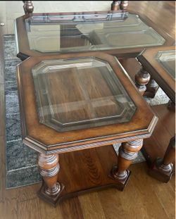 4-Piece Traditional Wood and Glass Table Set