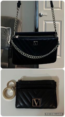 Victoria's Secret Black Quilted Bag & Card Case Set