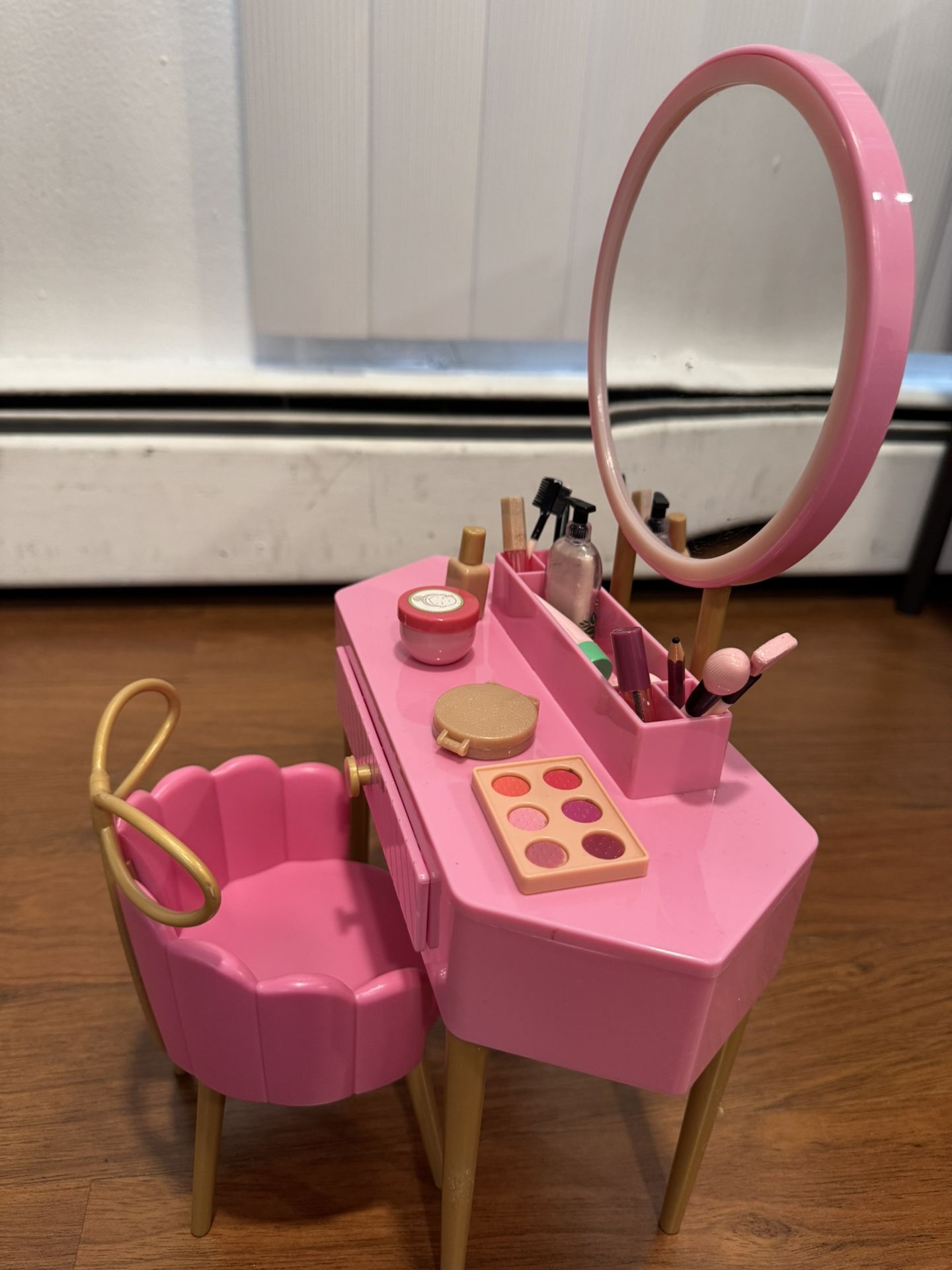 Our Generation – Fabulous Fun Pink Vanity Table & Chair Set (18” Doll Accessory)