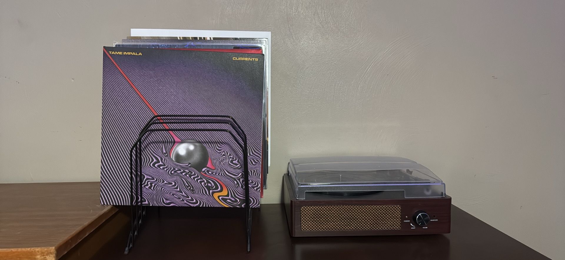 vinyls and record player  