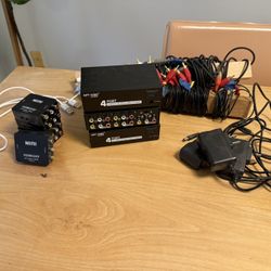 Lot of AV converters and splitters (HDMI2AV x5 + 1x4 AV Splitter x3)
