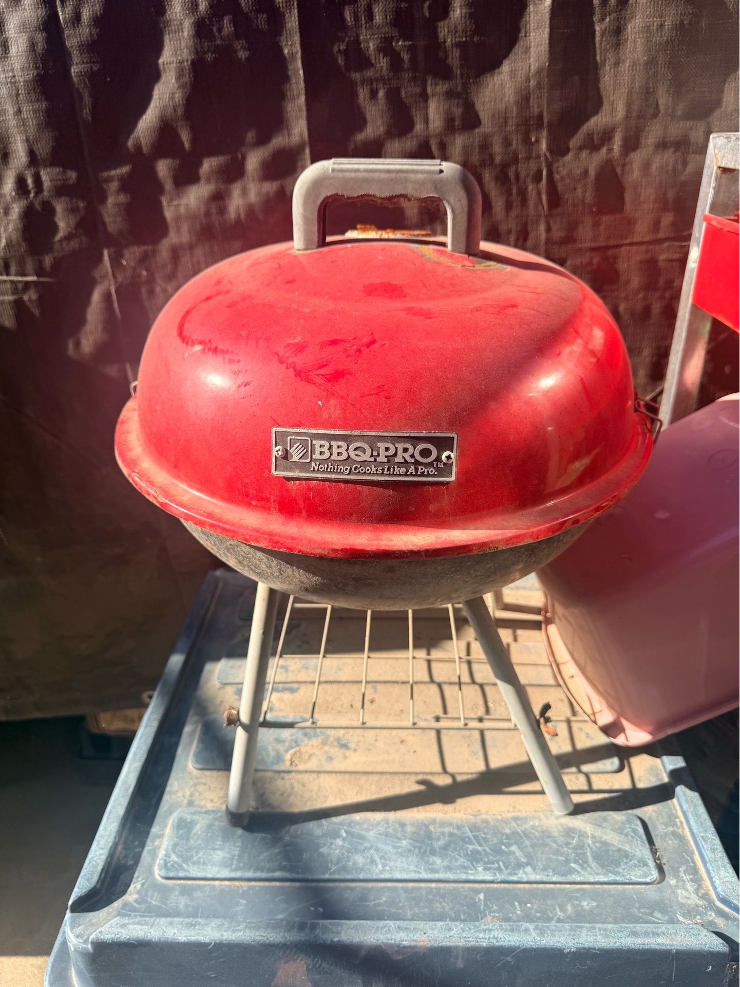 14 In. Portable Charcoal Grill in Red/Black