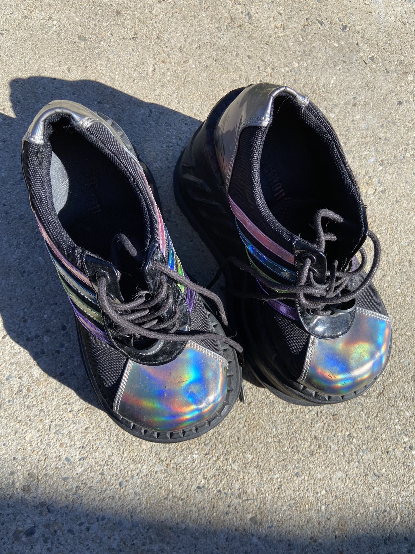 DEMONIA Clown Holographic Platform Shoes 