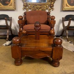 Beautiful Solid Wood Chair & Ottoman Set 