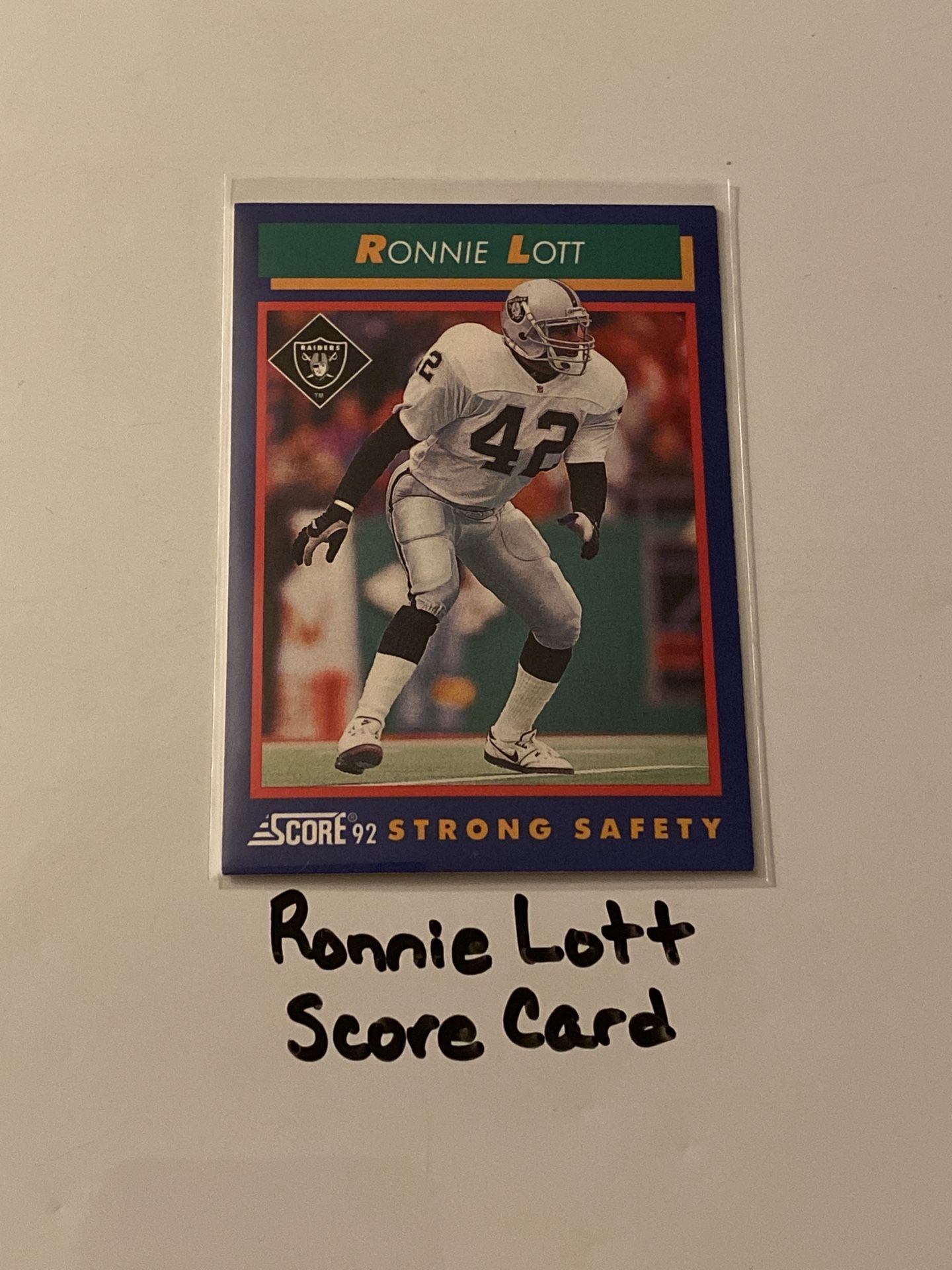 Ronnie Lott Oakland Raiders Hall of Fame Safety Score Card. 