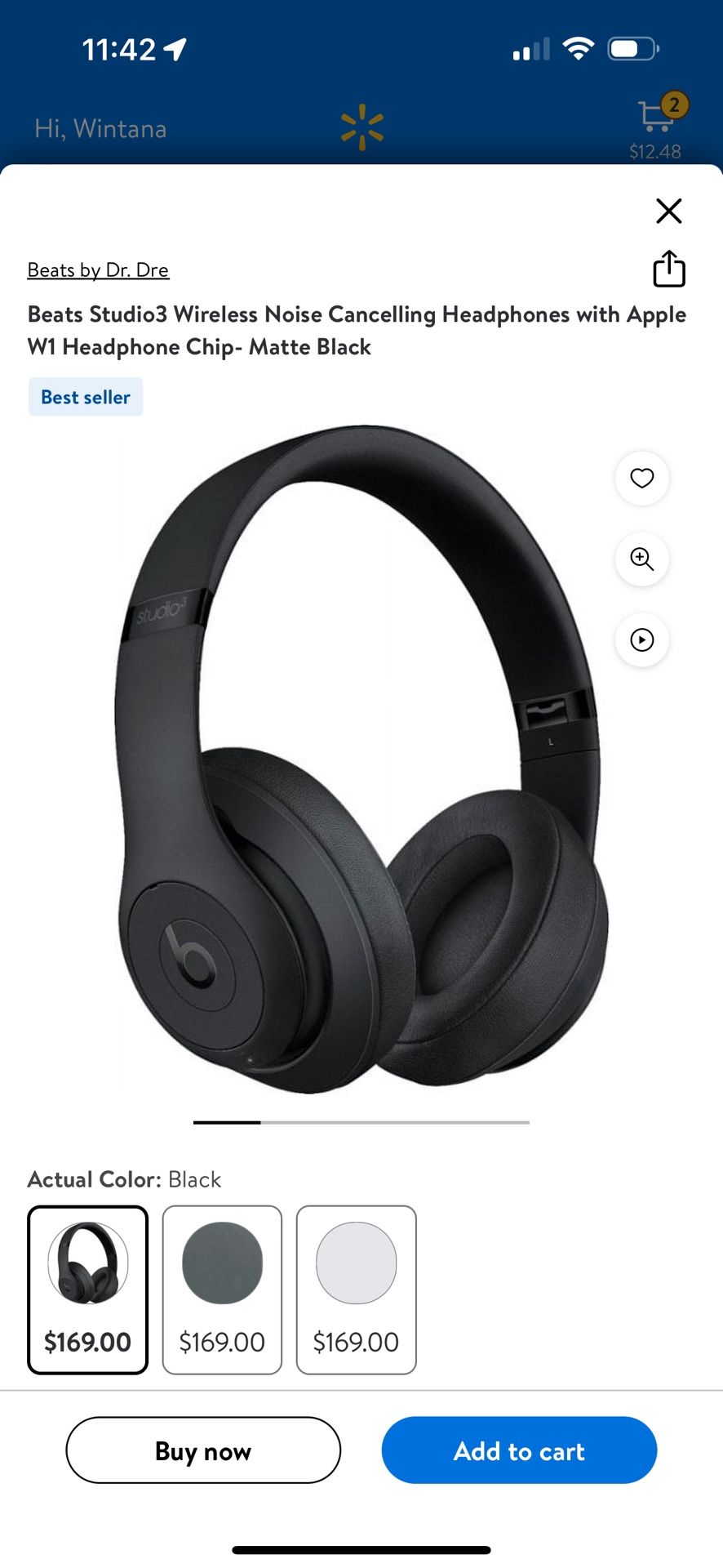 Beats Studio3 Wireless Noise Cancelling Headphones with Apple W1 Headphone Chip- Matte Black