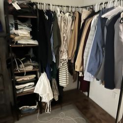 Garment Rack Closet Organizer with Storage Shelves and Coat Rack
