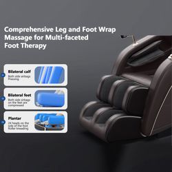 Luxury Meets Technology! Zero Gravity Massage Chair with SL-Track, Shiatsu, Heated Back & Calves, Foot Rollers, Built-in Speakers & Smart LCD Control 