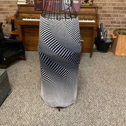 Chicos Size 1 Medium Navy Blue And White Striped Maxi Skirt