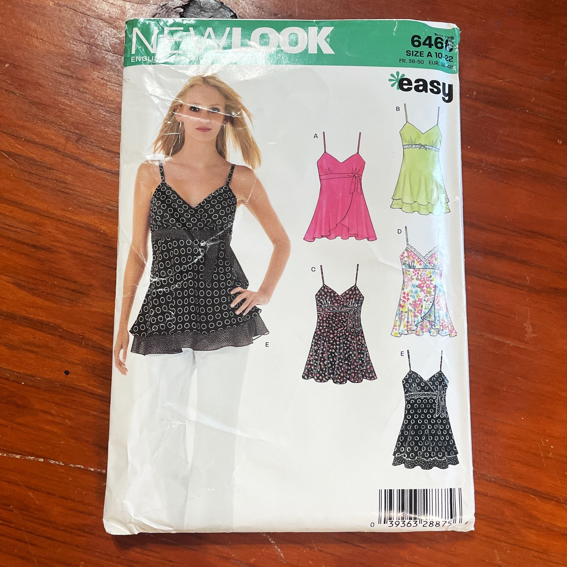 6466 New Look Tank Camisole Top Sewing Pattern NEW