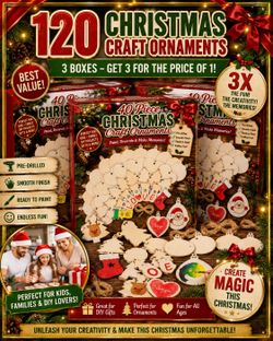 🎄 120 Unfinished Wooden Christmas Craft Ornaments – 3 Boxes (40 Pieces Each) – BRAND NEW! 🎄