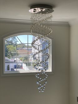 Entryway chandelier - glass look, gorgeous!