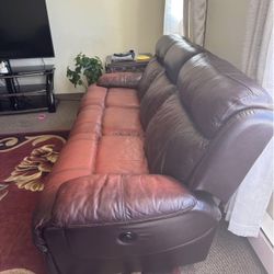 Genuine Leather Recliner Sofa and Love Seat Plus Recliner Chair! 