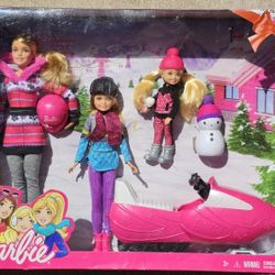 New 2016 BARBIE Two Sisters Stacie & Chelsea Snowmobile Set