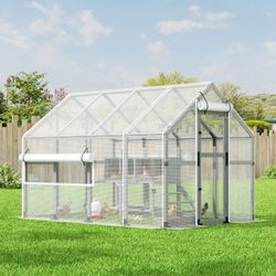 Outdoor Wooden Chicken Coop Large Hen House Poultry Habitat Pet Hutch Run Cage with Nesting Boxes,Walk in Chicken Coops Run W/Ramp and Run and cover
