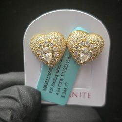 925 Gold Over Silver Diamond Earrings