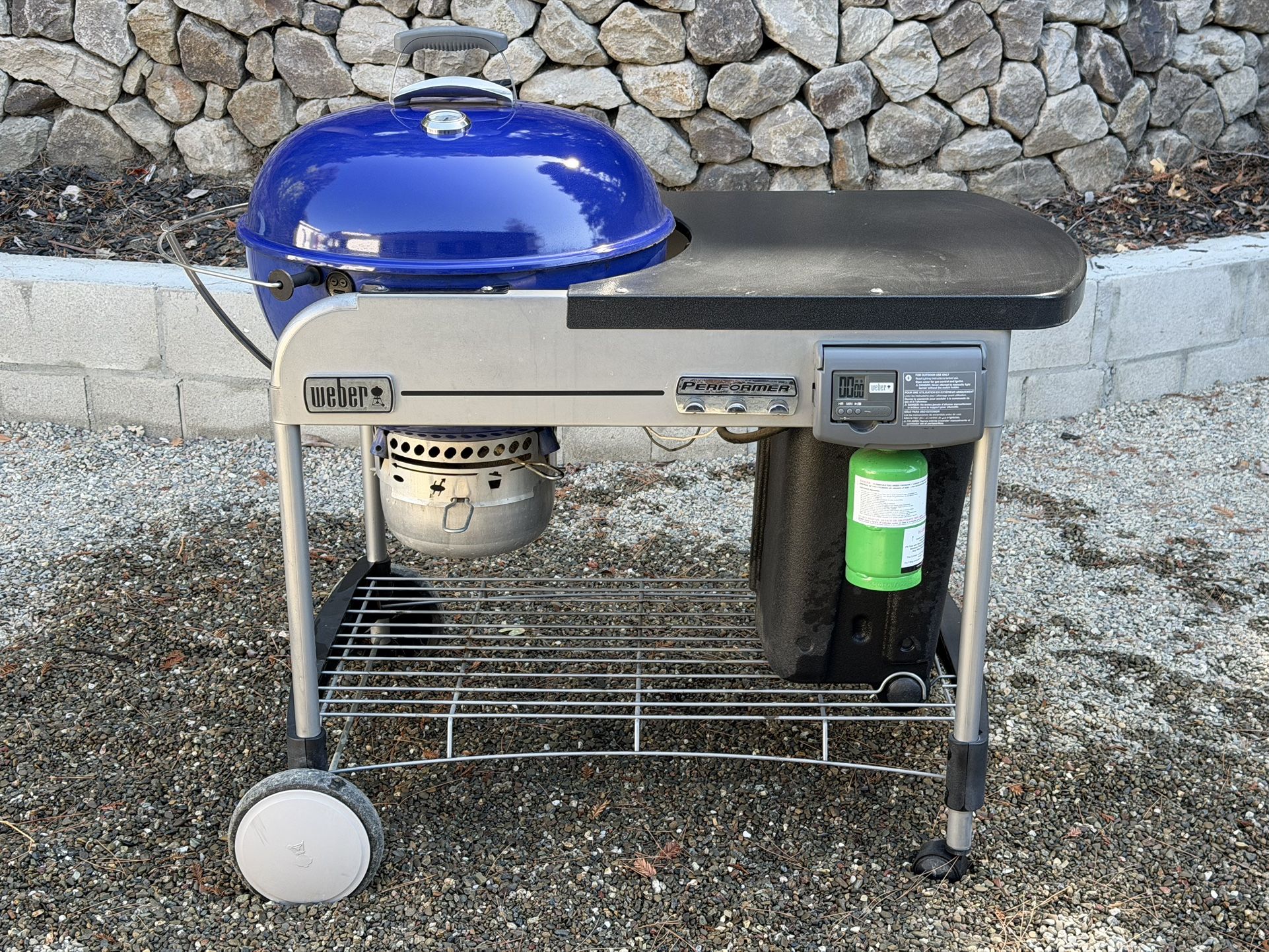 Weber Performer Deluxe Charcoal Grill In Crate & Barrel Exclusive Color Blue