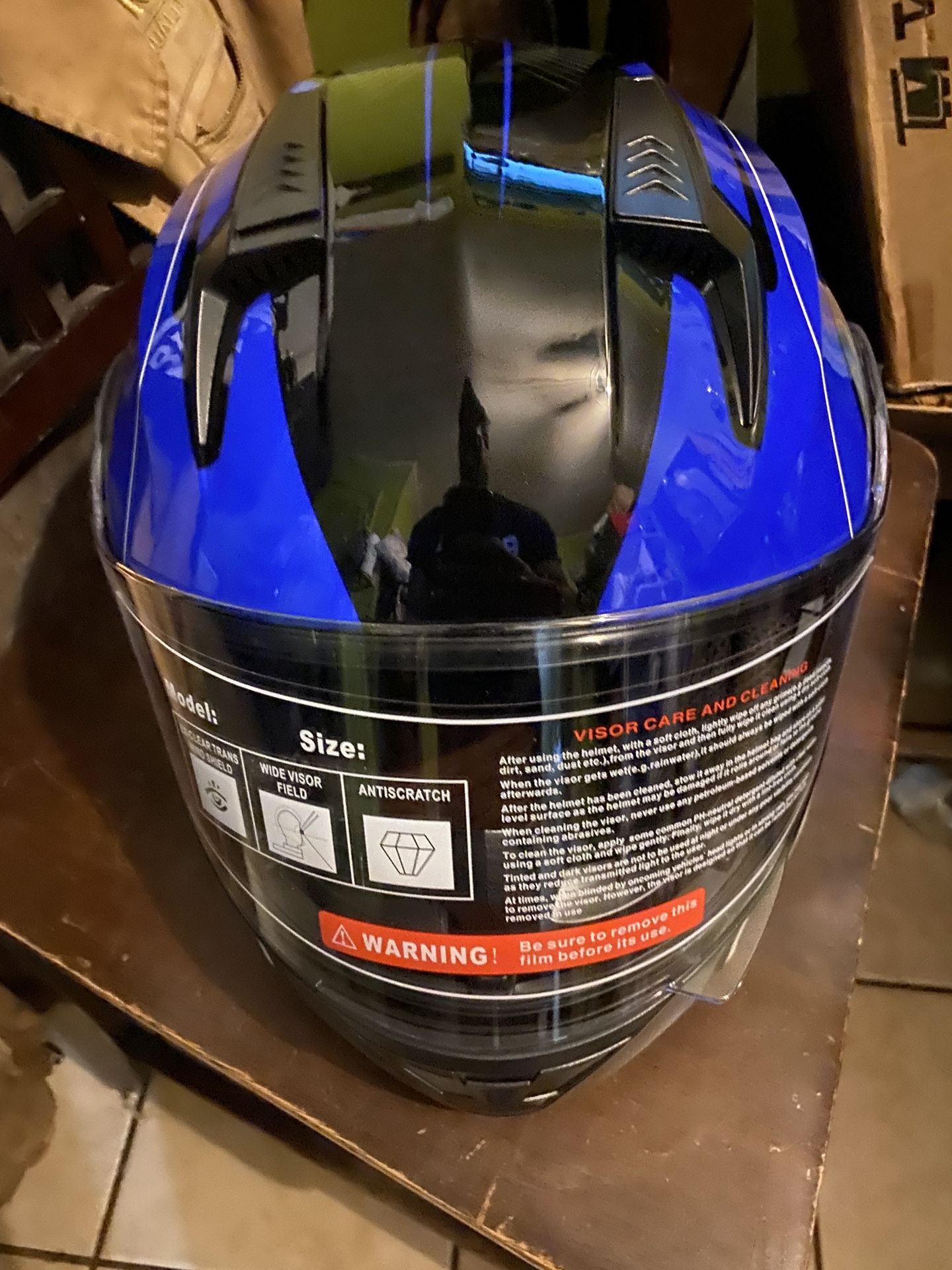 Blue And Black Motorcycle Helmet XXL