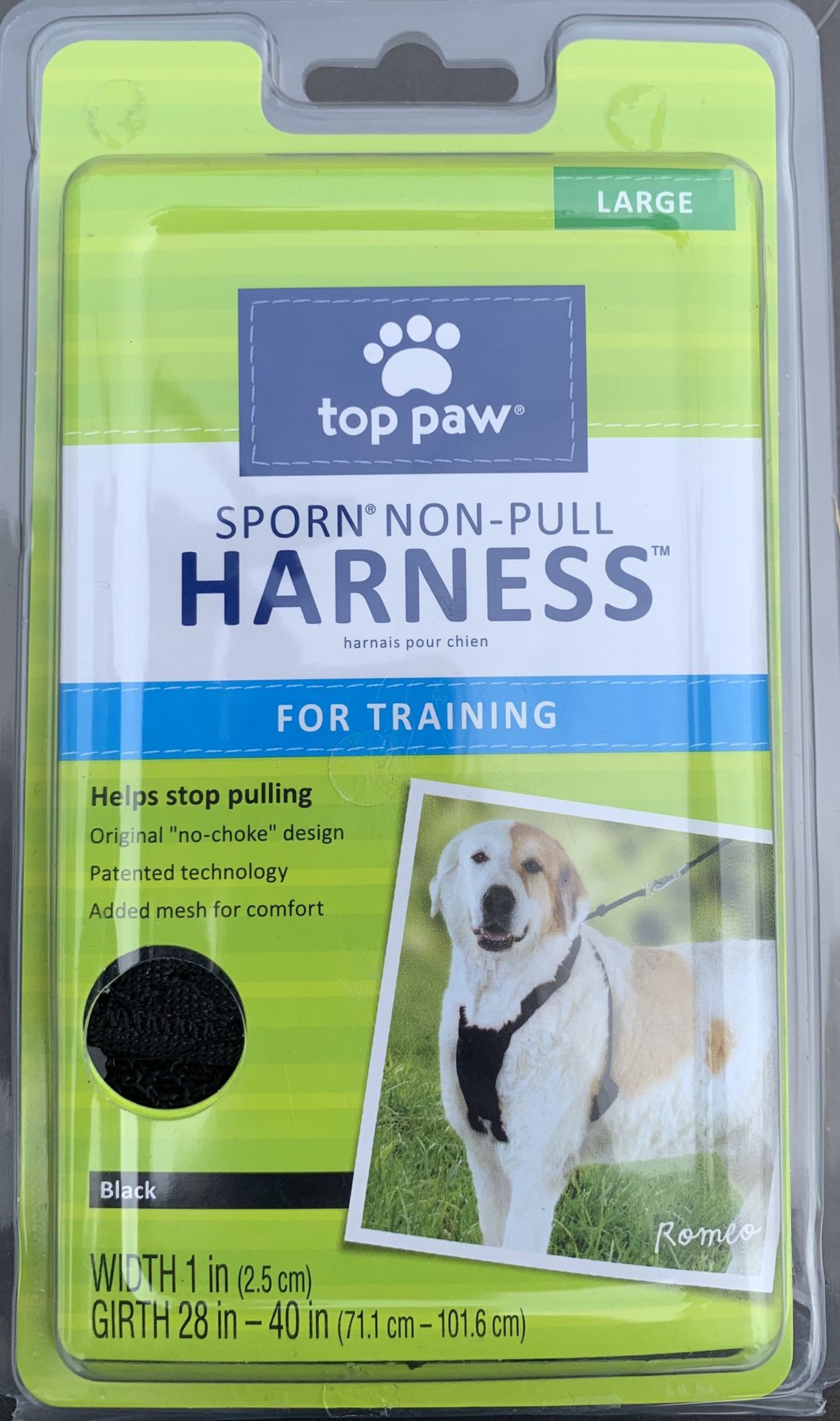 Top Paw® Sporn Non-Pull Dog Harness, Large-black-NEW