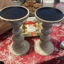 White Wood Candle Holder