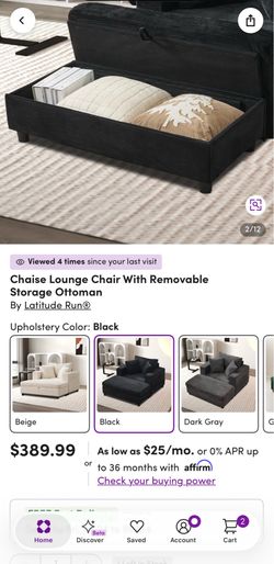 New Wayfair black accent chair with ottoman