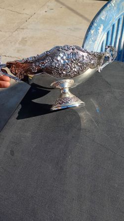Candy Vase Fruit Bowl Vintage Germany Silver plated Decorated floral design