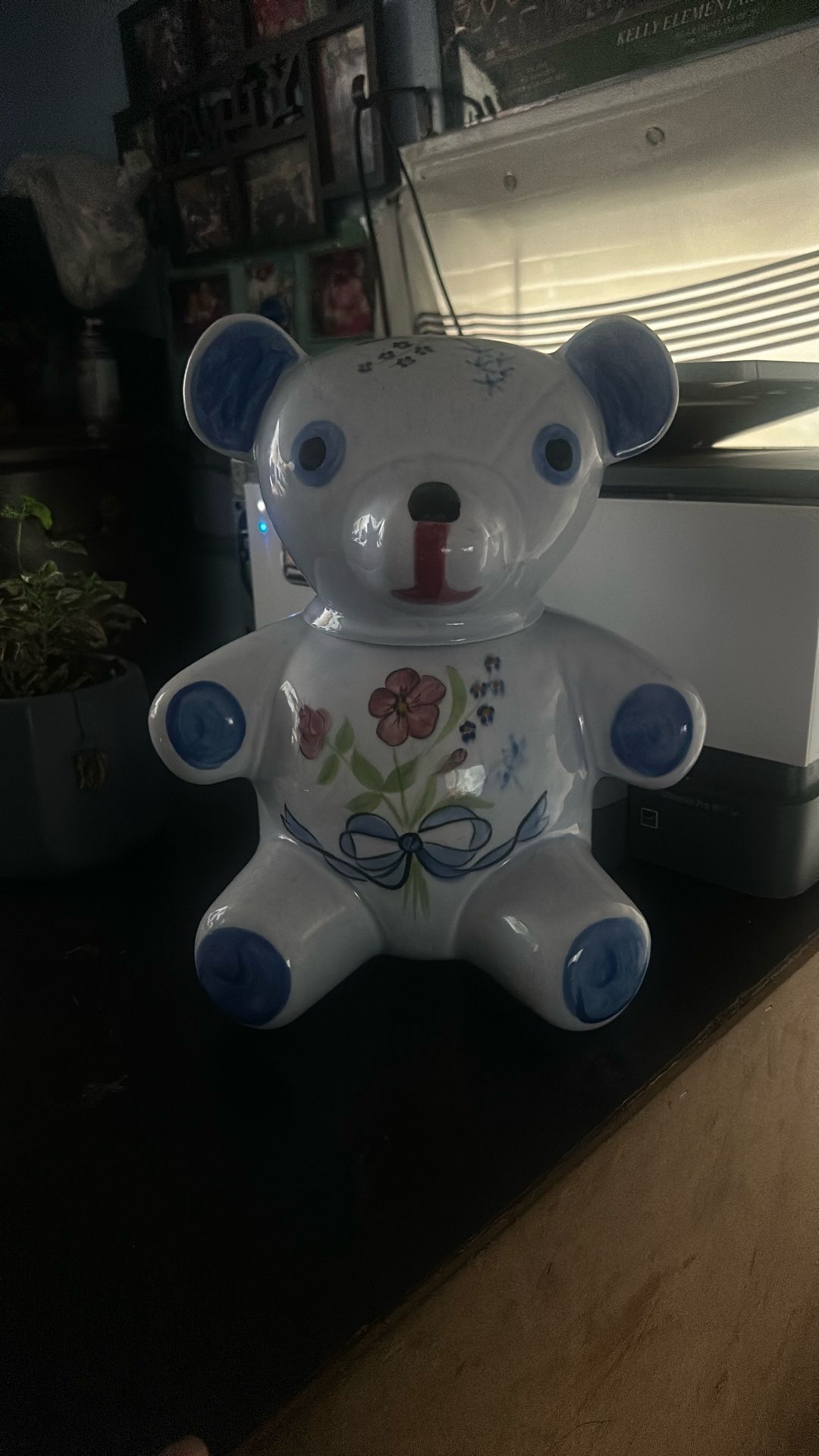 N.S Gustin CO Vintage Ceramic Teddy Bear Sugar Holder/ Cookie Jar