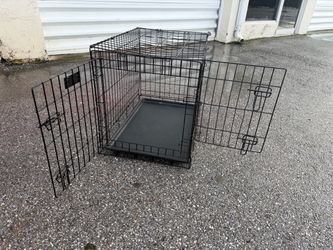 Metal Double Door 30” Dog Cage Animal Containment Crate for Dogs 26-40lbs 30x19x21in