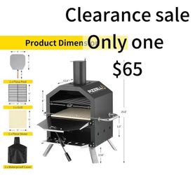 😀 Outdoor Pizza Oven Wood Fired 2-Layer Pizza Ovens Outside Pizza Maker with Stone, Pizza Peel, Cover,Removable Cooking Rack for Camping Backyard BBQ