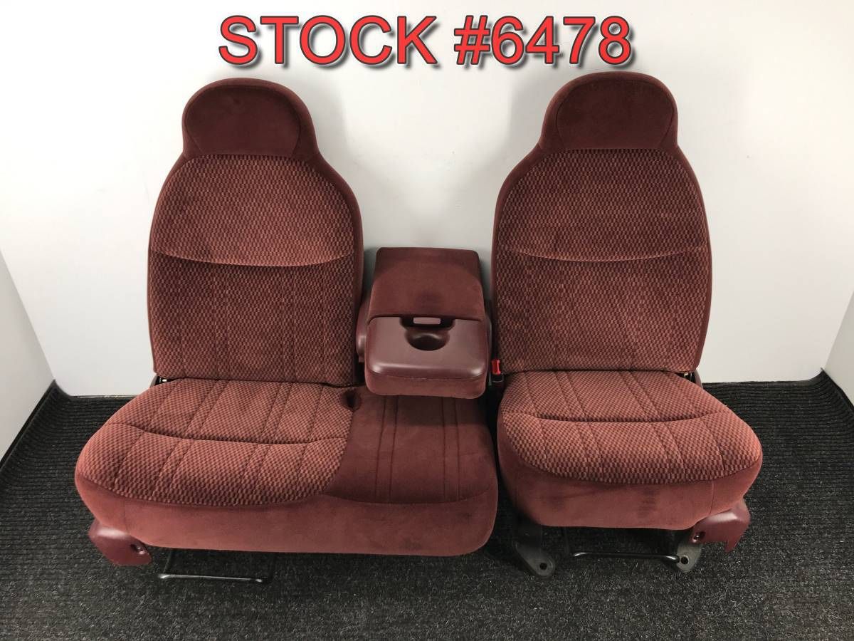 1997 Ford F-150 F150 Truck 60/40 Red Maroon Cloth Bucket Bench Front Seats Seat #6478